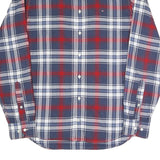 TOMMY HILFIGER Mens Blue & Red Check Shirt M Button-Down Collar Long Sleeve