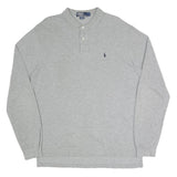 POLO RALPH LAUREN Mens Grey Long Sleeve Plain L Cotton Blend Polo Shirt