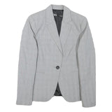 ZARA Womens Grey Single Button Checked Jacket XS Polyester Blend Tailored Formal