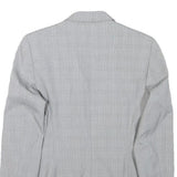 ZARA Womens Grey Single Button Checked Jacket XS Polyester Blend Tailored Formal