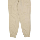 Beige Womens Relaxed Cotton Blend Cargo Trousers W28 L28 Elasticated Waist