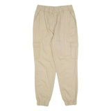 Beige Womens Relaxed Cotton Blend Cargo Trousers W28 L28 Elasticated Waist