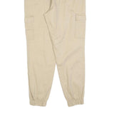 Beige Womens Relaxed Cotton Blend Cargo Trousers W28 L28 Elasticated Waist
