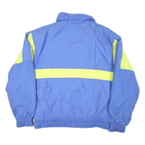 Mens Blue & Yellow Plain Jacket L Polyester Zip Casual Retro Sporty