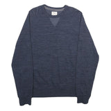CHAMPION Mens Blue Crew Neck L Cotton Blend Pullover Sweatshirt Classic Style