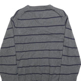 TOMMY HILFIGER Mens Grey & Navy Striped Pattern Cotton Blend Jumper V-Neck Basic