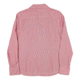 TOMMY HILFIGER Womens Red Striped Shirt L Button Front Classic Collar Cotton