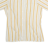 CLUB Mens White & Yellow Striped Cotton Blend Shirt M Summer Casual Short Sleeve