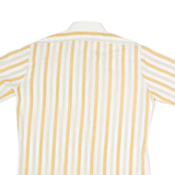CLUB Mens White & Yellow Striped Cotton Blend Shirt M Summer Casual Short Sleeve