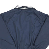 CLUB 21 Mens Navy Blue Varsity Jacket L Nylon Plain Button Closure Retro Style