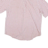 TIMBERLAND Mens Red & White Checked Shirt M Short Sleeve Cotton Blend Casual