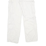 BERSHKA Womens White Regular Cargo Trousers W26 L32 Cotton Zip Pockets