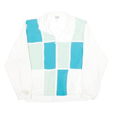 TEDDI Womens White & Blue Zip Jacket S Polyester Blend Colourblock Casual Retro