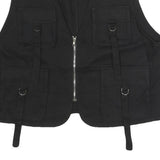 MISSGUIDED Womens Black Utility Jacket XL Cotton Zip Vest Pocketed Straps