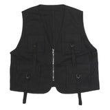 MISSGUIDED Womens Black Utility Jacket XL Cotton Zip Vest Pocketed Straps