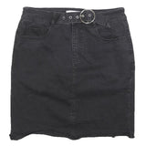 DYNAMITE Womens Black Cotton Blend Straight Mini Denim Skirt S Casual Style