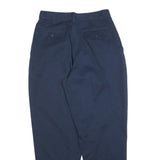 Mens Cotton Blend Navy Blue Regular Fit Straight Trousers W28 L28 Casual Zip