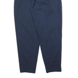 Mens Cotton Blend Navy Blue Regular Fit Straight Trousers W28 L28 Casual Zip