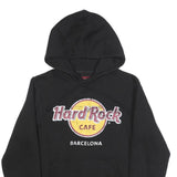 HARD ROCK CAFE Womens Black Hoodie S Barcelona Cotton Blend Pullover Casual