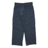 DICKIES Mens Cotton Blend Black Relaxed Cargo Trousers W30 L27 Workwear