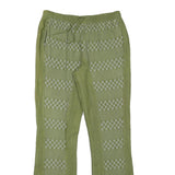Womens Cotton Blend Green Patterned Regular Fit Straight Trousers W27 L28