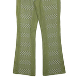 Womens Cotton Blend Green Patterned Regular Fit Straight Trousers W27 L28