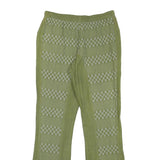 Womens Cotton Blend Green Patterned Regular Fit Straight Trousers W27 L28