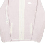 CHAMPION Womens Pink & White Logo Zip Fleece Jacket M Polyester Casual