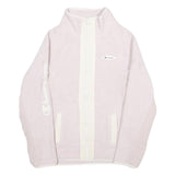 CHAMPION Womens Pink & White Logo Zip Fleece Jacket M Polyester Casual