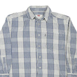 LEVI'S Mens Blue & White Striped Shirt L Cotton Blend Button Down Casual