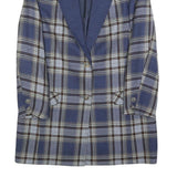 RENE SCHAAD Womens Blue & Brown Check Wool Button Jacket S Woven Classic
