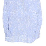 ZARA Womens Blue & White Polka Dot Long Sleeve V-Neck Top XS Lightweight