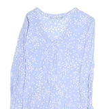 ZARA Womens Blue & White Polka Dot Long Sleeve V-Neck Top XS Lightweight