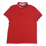 TOMMY HILFIGER Mens Red Polo Shirt M Cotton Short Sleeve Classic Fit