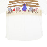 TENDENZA Womens White Beach Scene Printed Shirt L Summer Casual Holiday Style