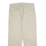 DICKIES Mens Cotton Beige Regular Straight Trousers W36 L32 Classic Workwear Zip