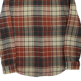 AMERICAN EAGLE Mens Beige & Maroon Plaid Shirt L Casual Cotton Blend Long Sleeve