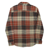 AMERICAN EAGLE Mens Beige & Maroon Plaid Shirt L Casual Cotton Blend Long Sleeve