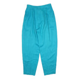 ELLEN TRACY Womens Linen Turquoise Relaxed Trousers W32 L30 Casual Summer Zip