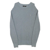 ALL SAINTS Mens Grey Cotton Blend Patterned Crew Neck Basic Knit Jumper M Casual