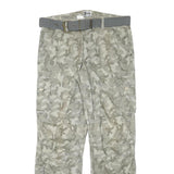 YOU Mens Cotton Blend Grey Camouflage Regular Cargo Trousers W34 L32 Belted