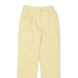 Womens Cream Wool Regular Fit Straight Leg Trousers W22 L25 Zip Closure