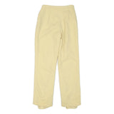 Womens Cream Wool Regular Fit Straight Leg Trousers W22 L25 Zip Closure