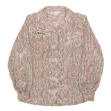 MARULINNE Womens Pink Beige Printed Blouse Long Sleeve Point Collar M