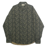 NATURAL ISSUE Mens Green & Beige Patterned Cotton Shirt L Button-Down Collar