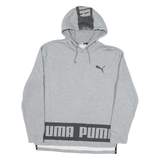PUMA Mens Grey Cotton Blend Pullover Hoodie M Logo Print