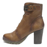 BUGATTI Womens Lace-Up Ankle Boots Brown Leather UK 6 Stylish Comfortable