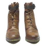 BUGATTI Womens Lace-Up Ankle Boots Brown Leather UK 6 Stylish Comfortable