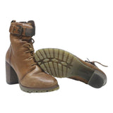 BUGATTI Womens Lace-Up Ankle Boots Brown Leather UK 6 Stylish Comfortable