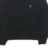 CHAPS Mens Black Plain Pullover Jumper Crew Neck Basic Knit M Cotton Blend